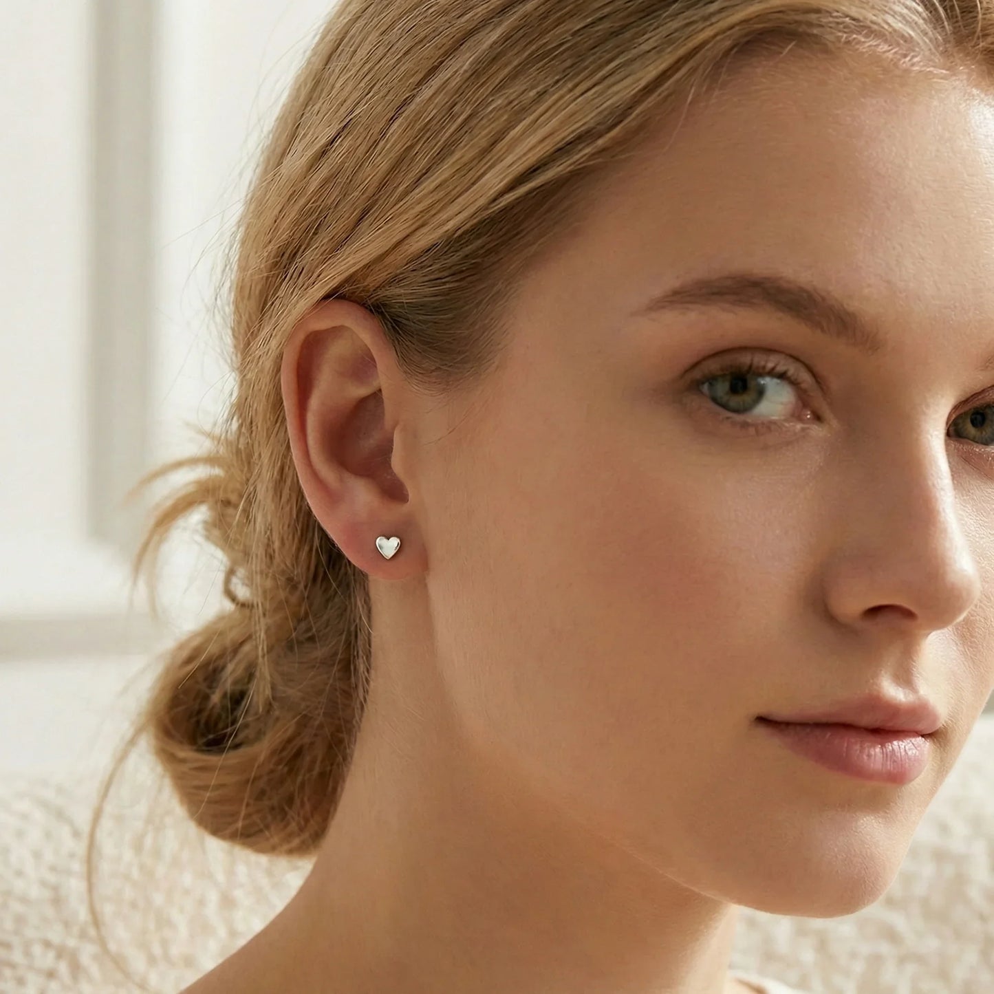 boucles d’oreilles puces en argent sterling 925 petits cœurs