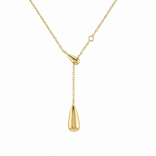 Collier doré en acier inoxydable avec double pendentif goutte minimaliste