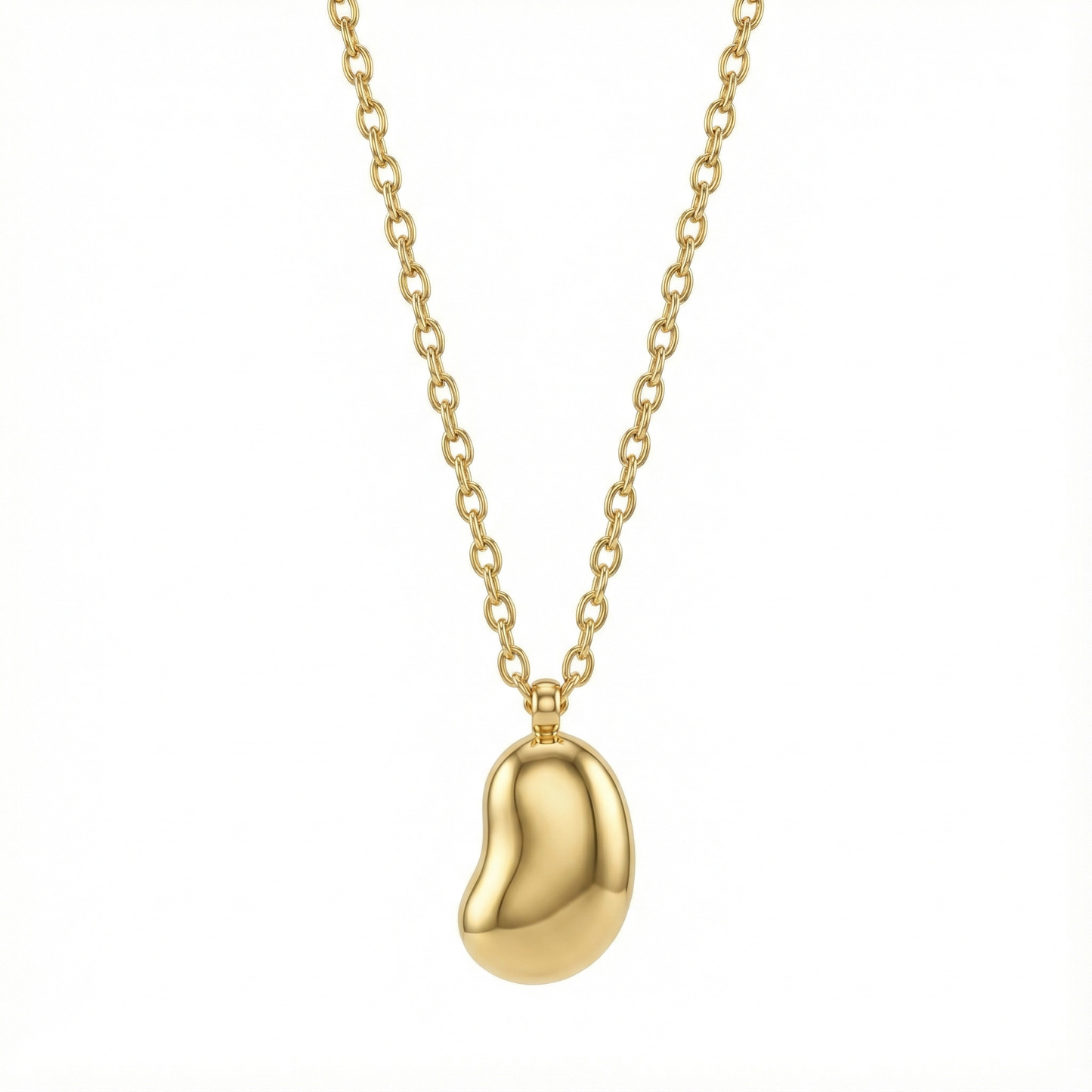 Collier haricot doré en acier inoxydable
