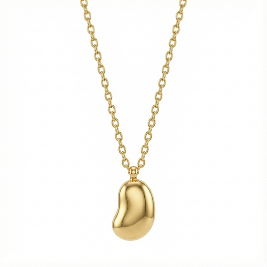 Collier haricot doré en acier inoxydable