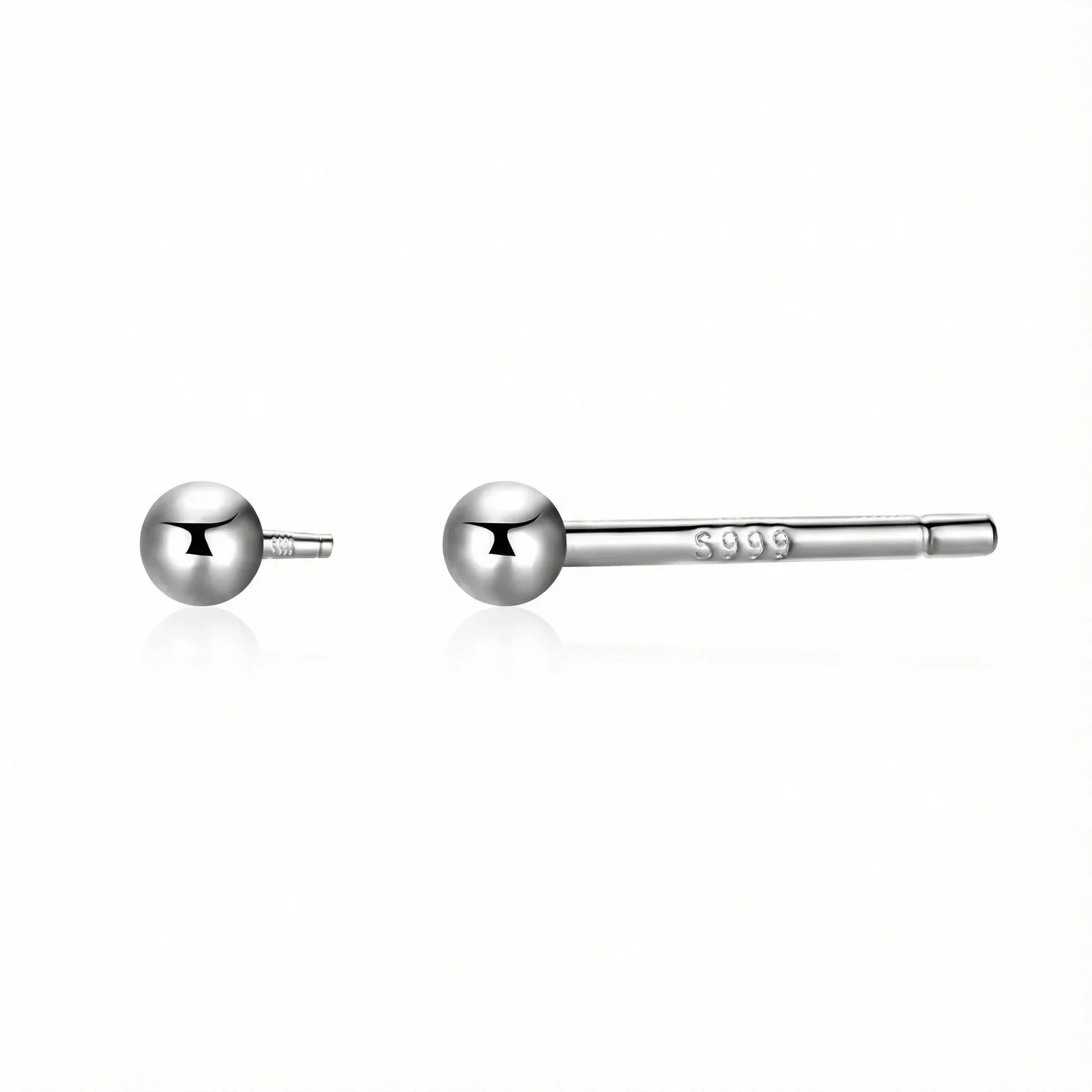 Boucle d’oreille clou en argent 999 en forme de boule, bijou minimaliste et intemporel pour femme