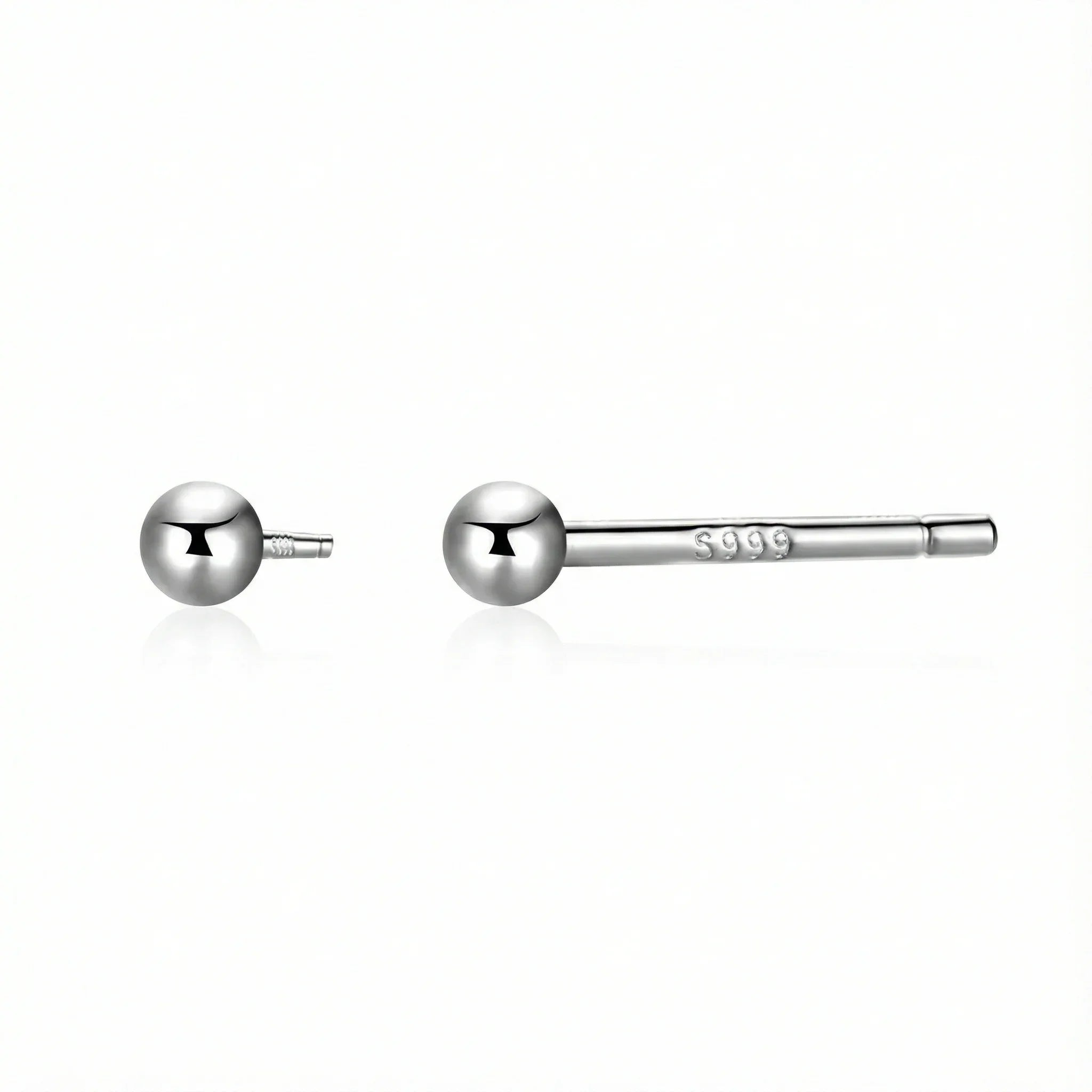 Boucle d’oreille clou en argent 999 en forme de boule, bijou minimaliste et intemporel pour femme