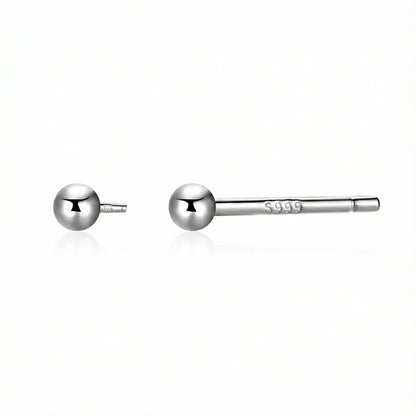 Boucle d’oreille clou en argent 999 en forme de boule, bijou minimaliste et intemporel pour femme
