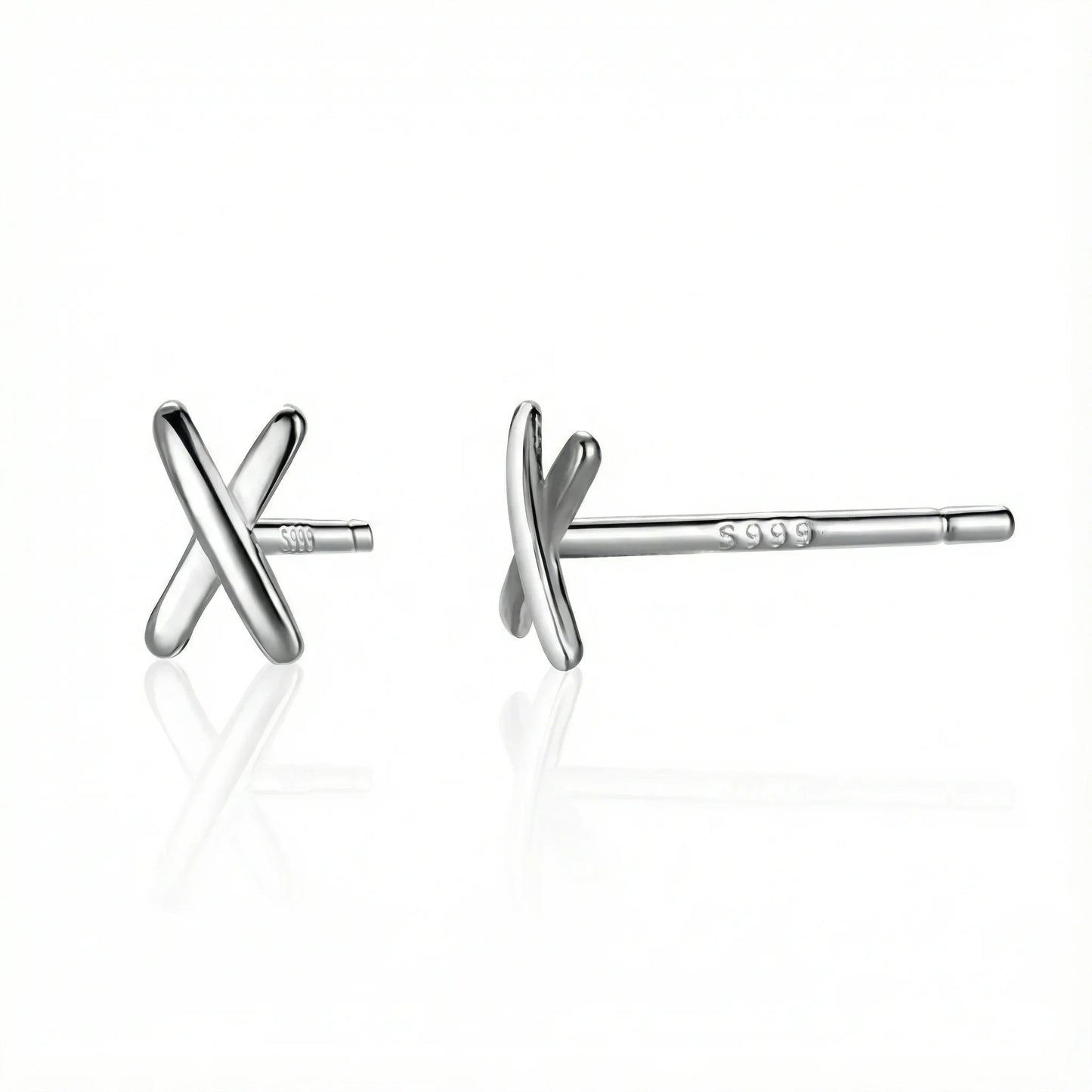 Boucles d'oreilles clous en argent sterling 999 en forme de croix moderne
