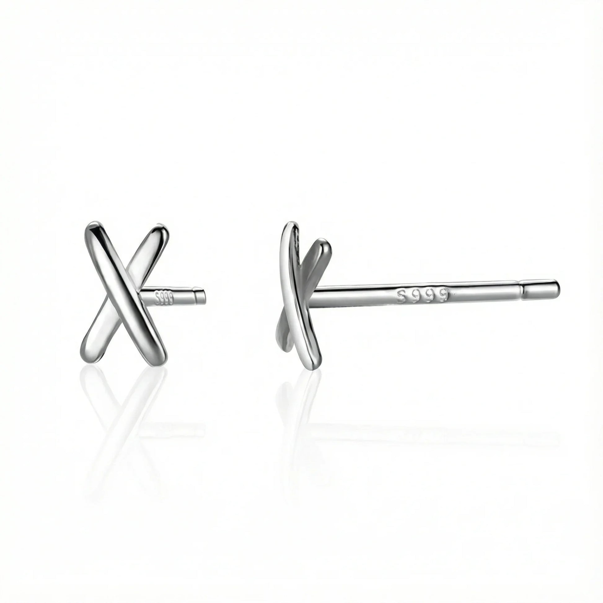 Boucles d'oreilles clous en argent sterling 999 en forme de croix moderne