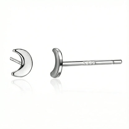 Boucle d’oreille clou en argent 999 en forme de lune, bijou discret et élégant pour femme