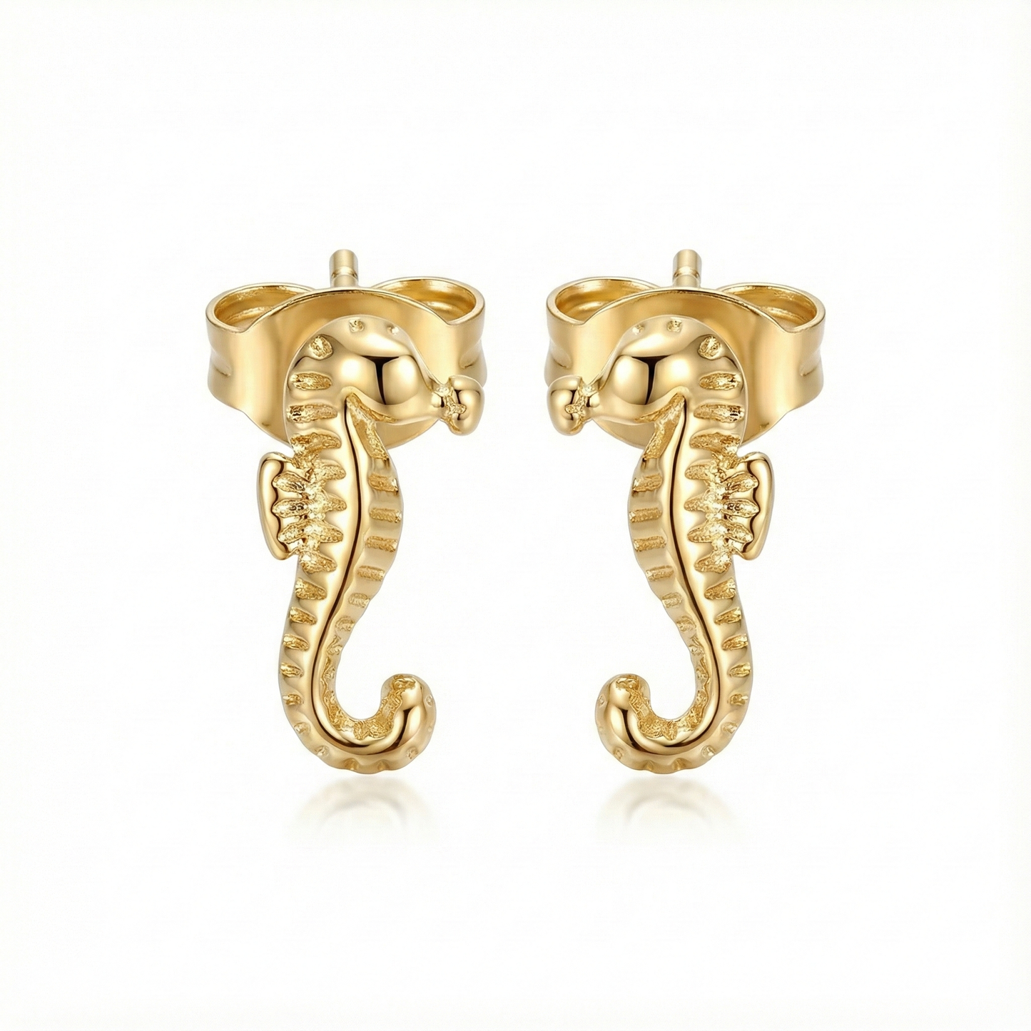 Boucles d’oreilles hippocampe en acier inoxydable couleur doré