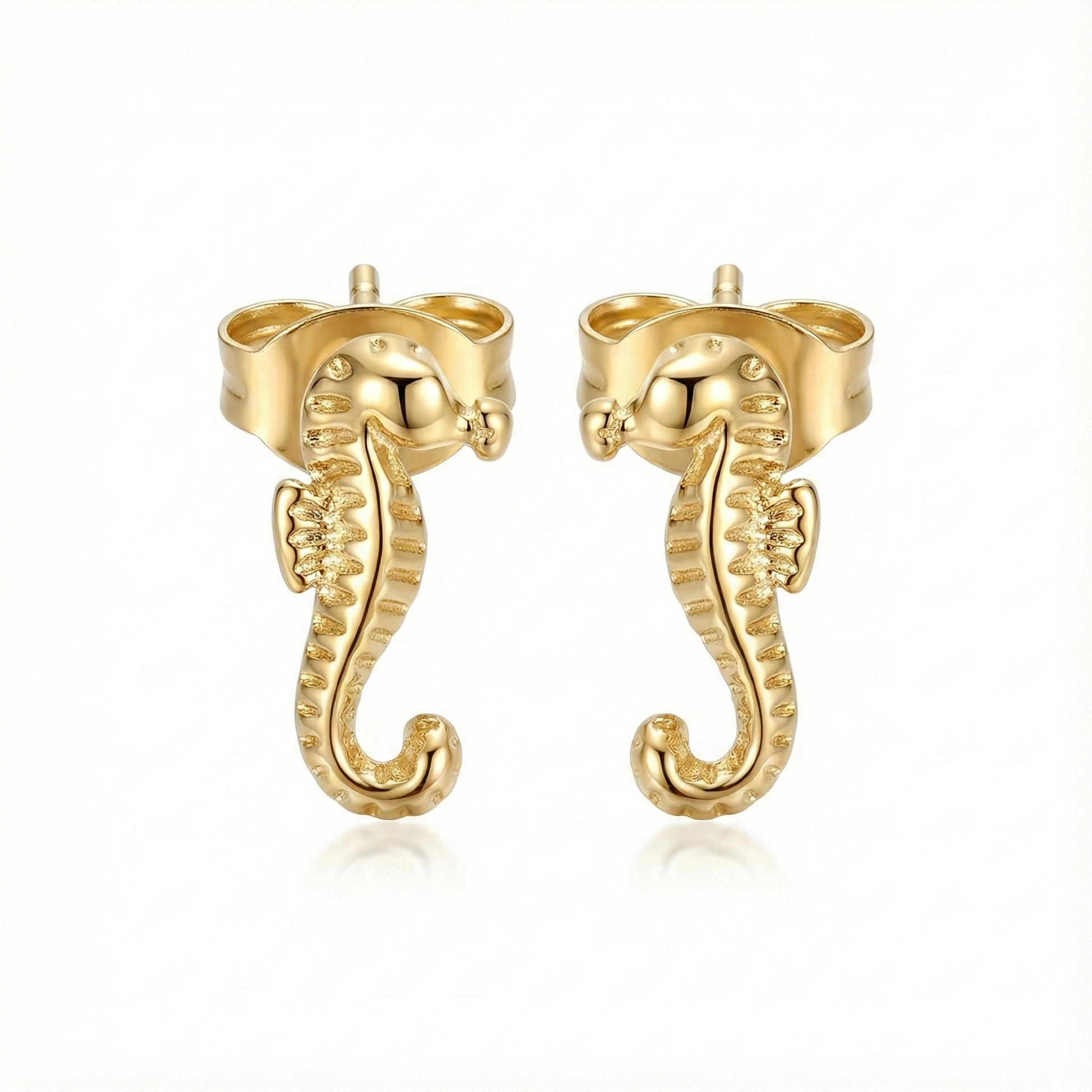 Boucles d’oreilles hippocampe en acier inoxydable couleur doré