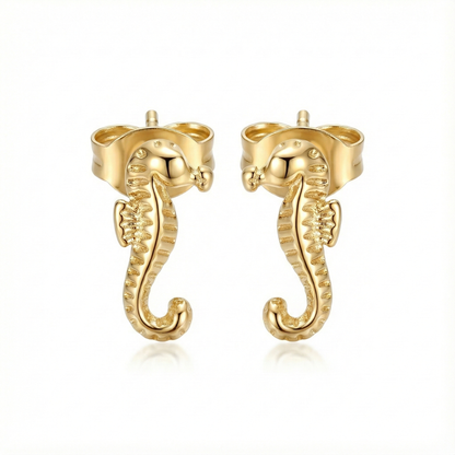 Boucles d’oreilles hippocampe en acier inoxydable couleur doré