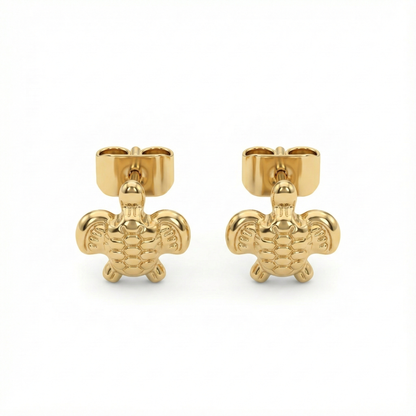 Boucles d’oreilles tortue en acier inoxydable couleur doré