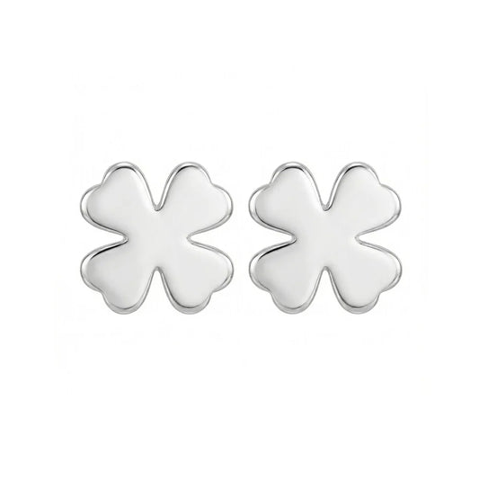 Boucles d’oreilles clous en argent 925 en forme de trèfle, bijou discret et élégant à finition brillante