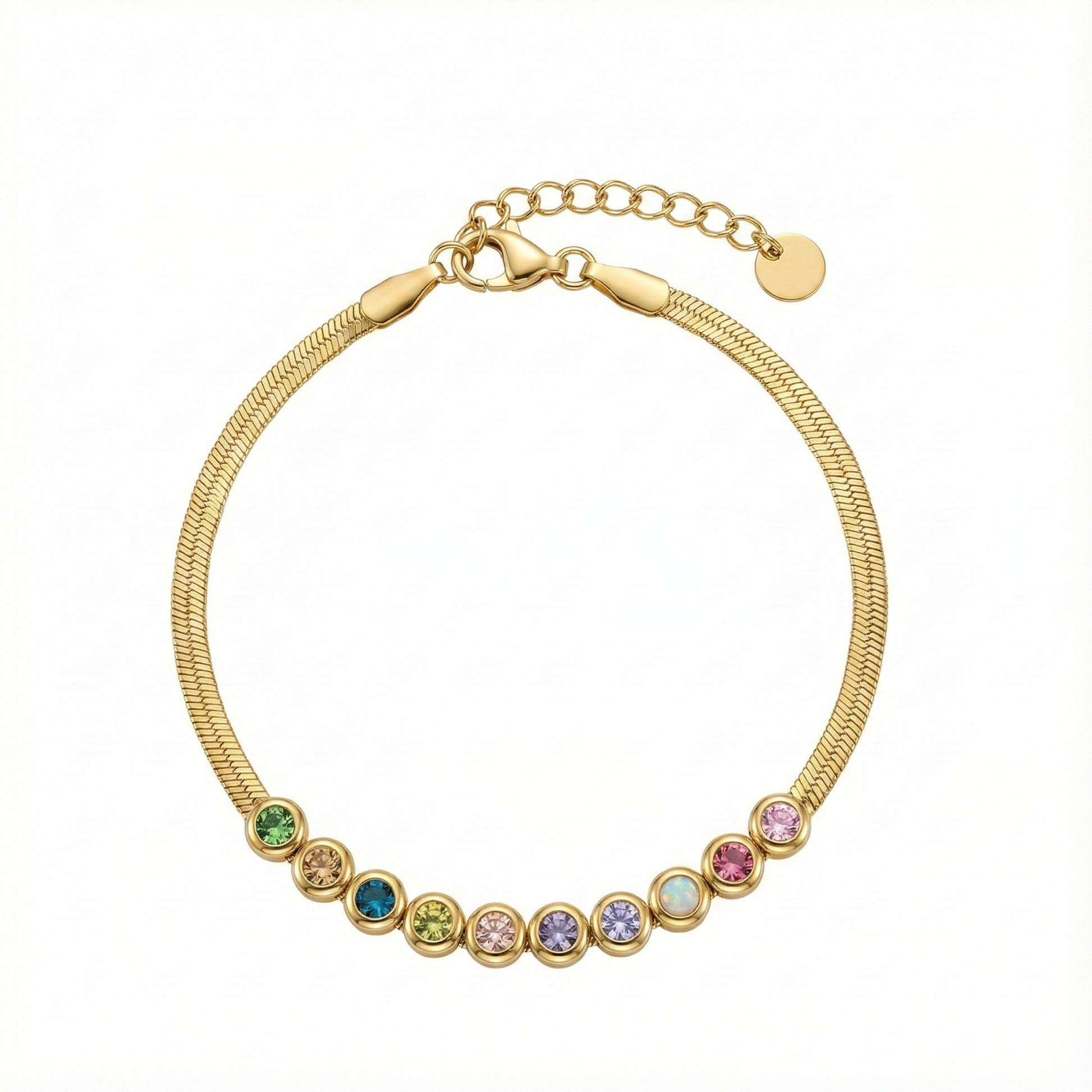 bracelet acier inoxydable doré arc-en-ciel multicolore vue large