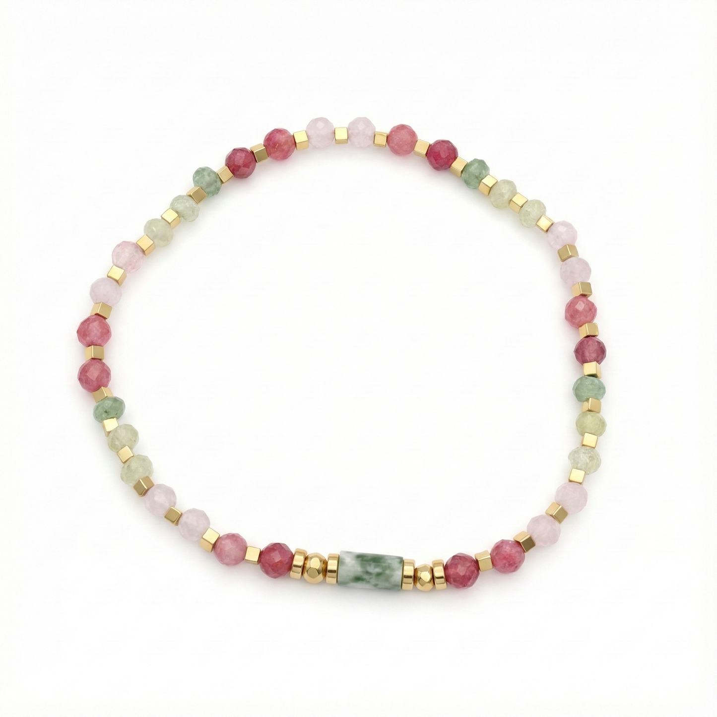 bracelet acier inoxydable doré perles colorées turquoise africaine vue large