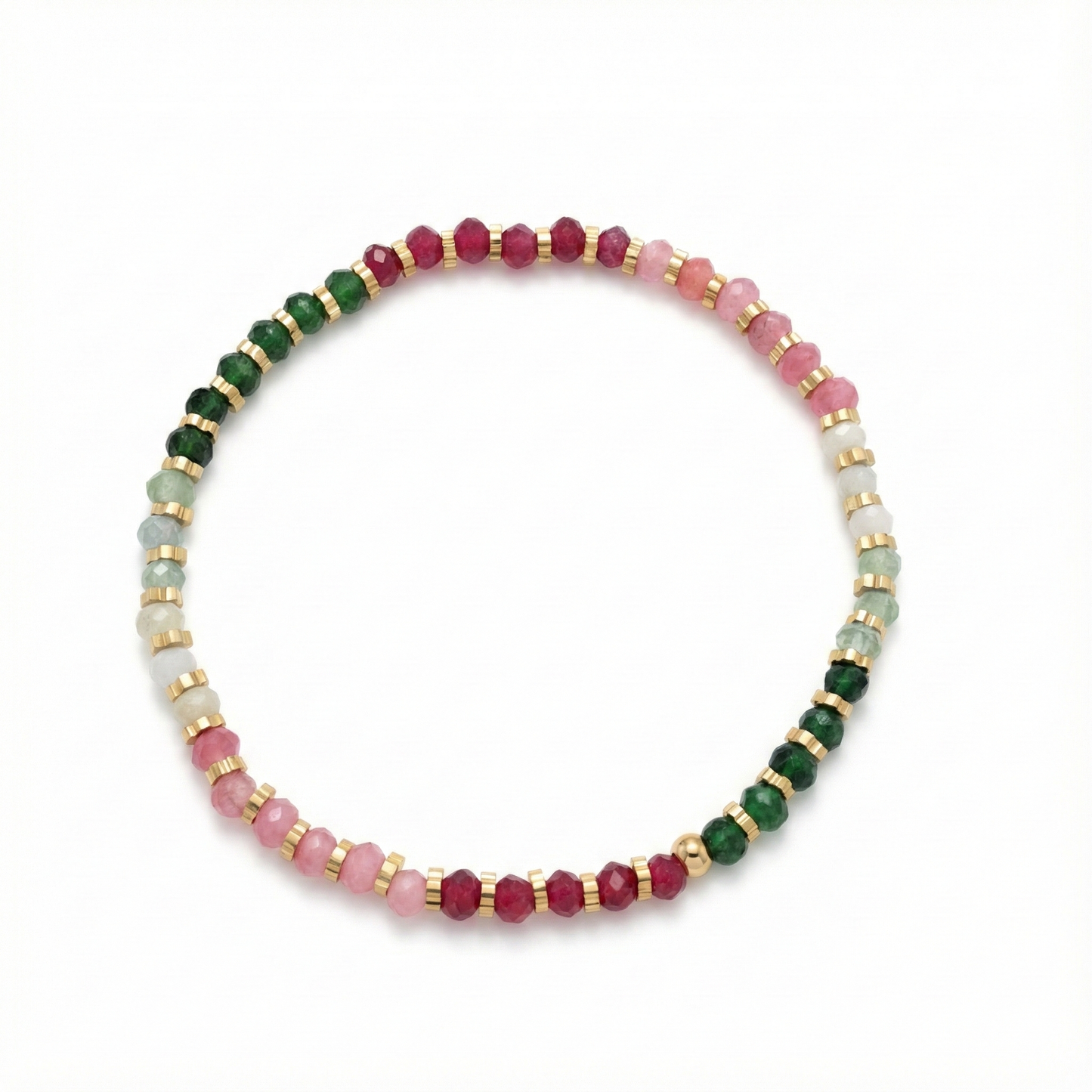 bracelet acier inoxydable doré perles cristal multicolore