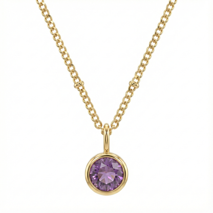 Collier chaîne perlée dorée avec zircon rose