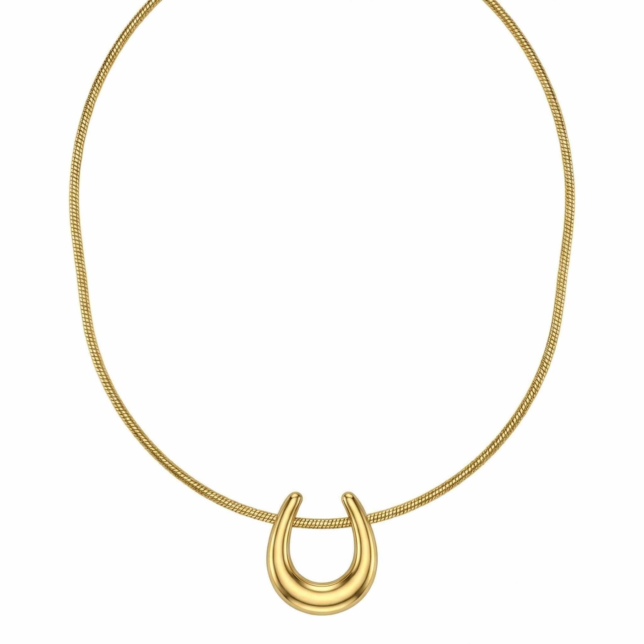 Collier doré 18K en acier inoxydable avec pendentif fer à cheval minimaliste